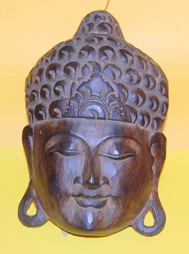 Buddha-Maske aus Holz, ca. 36cm, Handarbeit, zum aufhängen