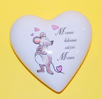Herz mit Maus & Spruch, Keramik 9cm