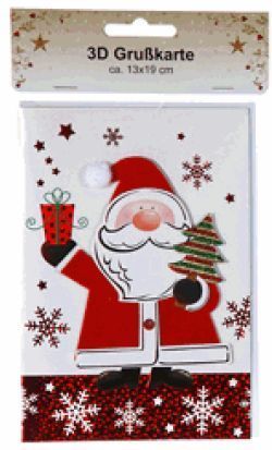 Weihnachtskarte mit Umschlag "winkender Santa"