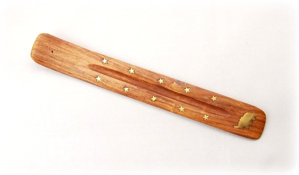 Räucherstäbchenhalter Elefant & Sternen, mit Messingeinlagen Holz ca. 25cm