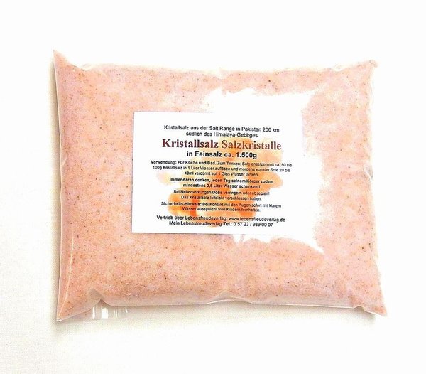Angebot: Salzkristall Kristallsalz aus der Saltrange-Pakistan Feinsalz im 1500g Zip-Beutel
