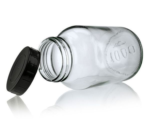 Weithalsglas klar 1000 ml mit Plastikdeckel ohne Inhalt