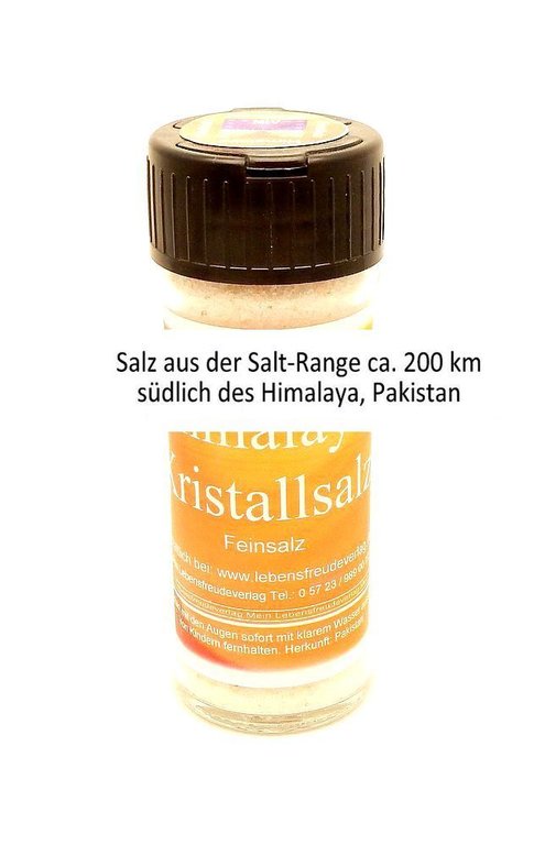Salzstreuer gefüllt mit Kristallsalz Feinsalz Saltrange Pakistan ca. 95ml Inhalt