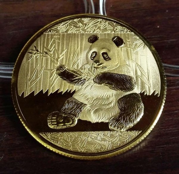 Münze Panda Zinkdruckguss Oberfläche versilbert ca. 4 cm - limitiert!