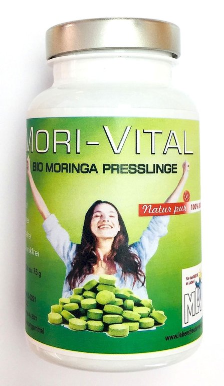 200x Bio-Moringa-PREMIUM-Presslinge in der Dose 100% rein, vegan, glutenfrei laktosefrei