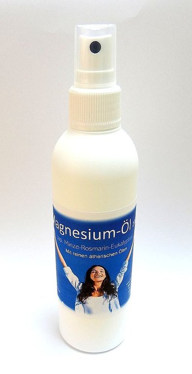 Magnesium-Öl 200 ml "Jap.Minze-Rosm.-Eukal." - mit äth. Ölen (Osteoprose, Arthrose, Wirbelsäule)