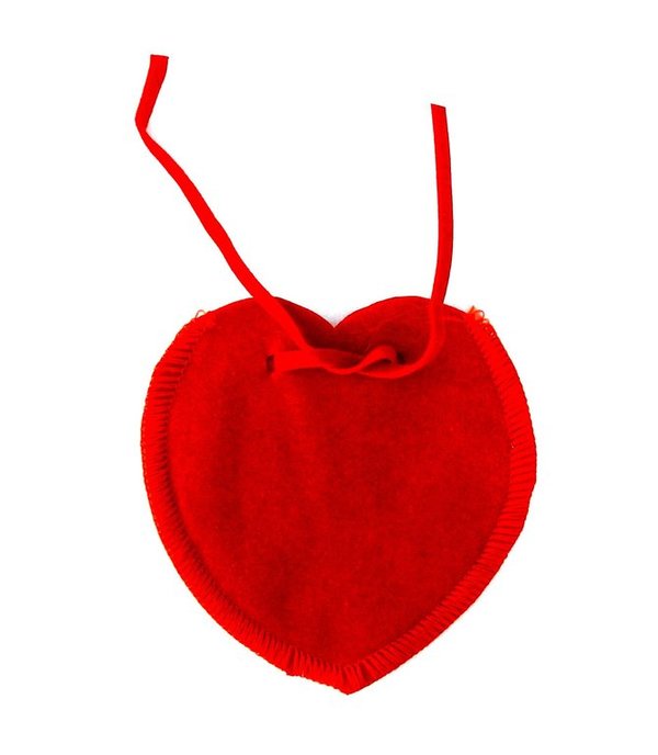 Roter Herz-Samtbeutel mit Schnurzug edel samtweich 80 x 80 mm